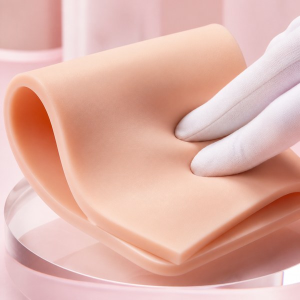 Soft flexible TPE doll material sample under pressure