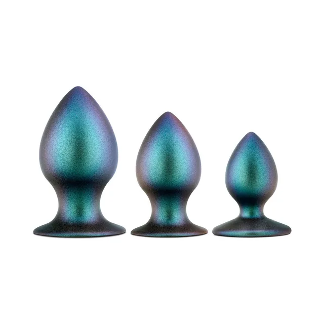 Blush Matrix Metaverse Dark Millenia silicone plug kit three graduated teal-purple plugs upright