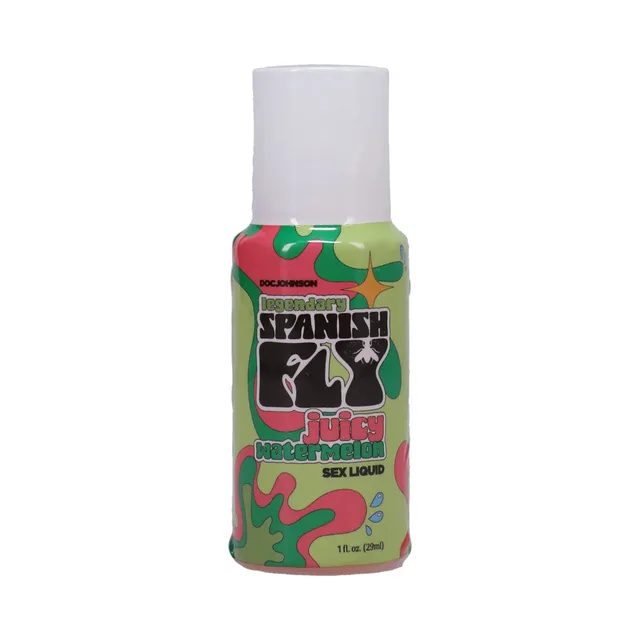 green 1 oz Spanish Fly Juicy Watermelon liquid bottle with white cap
