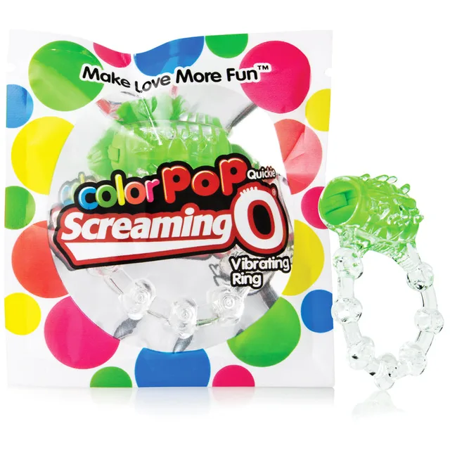 Screaming O Color Pop Quickie clear ring with green vibrator and package