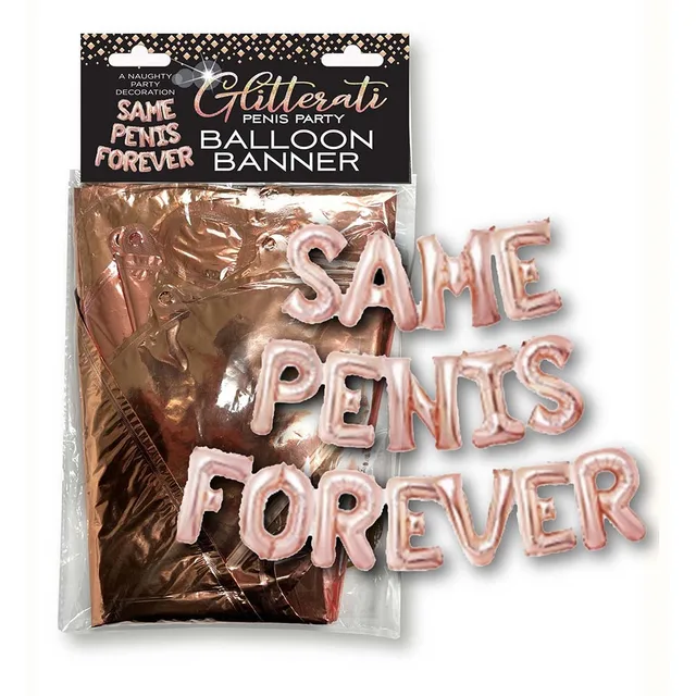 Rose gold Same Penis Forever foil balloon banner pack