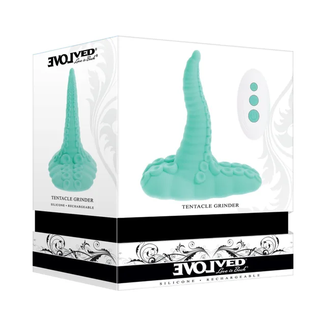 Teal Evolved Tentacle Grinder pictured in white retail box