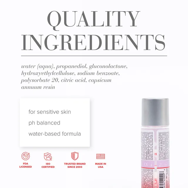 System JO Agape Warming 2 oz ingredients panel with bottle rear