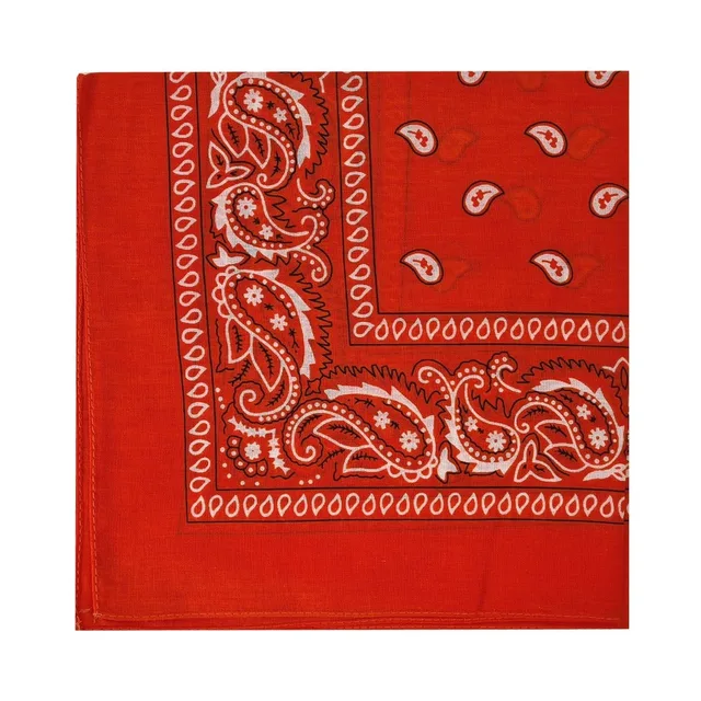 Folded orange Prowler RED hanky with white paisley border