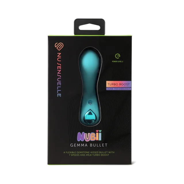 Nu Sensuelle Gemma Nubii blue curved bullet vibrator in black retail package