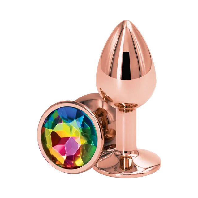 Rose gold small plug with multicolor faceted jewel base