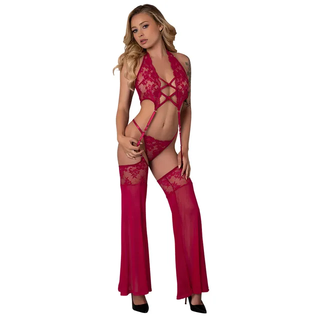 Full front view of Cherry Black Cherry chaps set L/XL