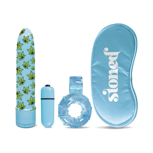 Blue Stoner Vibes vibrator bullet clear ring and sleep mask