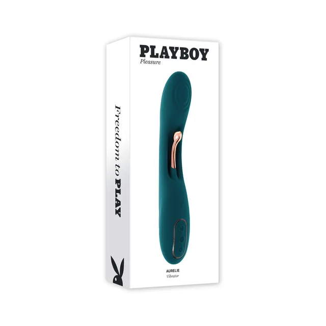 Playboy Aurelie deep-teal G-spot vibrator in retail box