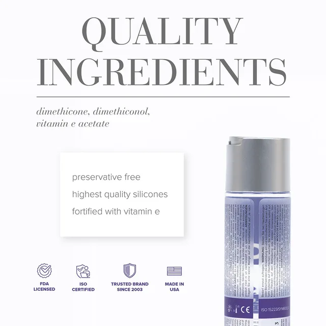 JO Xtra Silky 4 oz bottle beside ingredient text graphic