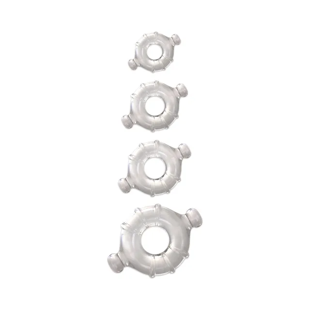 Renegade Clear Vitality Rings 4 Pack four graduated clear rings isolated on white