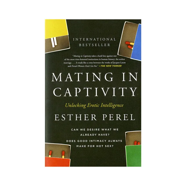 black Mating in Captivity cover by Esther Perel with colorful matchboxes