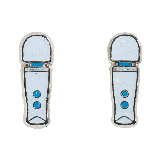 Pair of white glitter Magic Wand Micro stud earrings