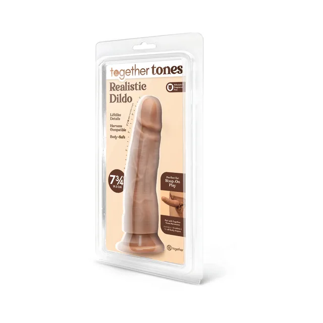 Together Toy 7.75-inch medium tan realistic dildo in clear retail package