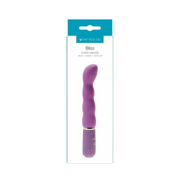 Me You Us Bliss purple curved G-spot vibrator in package