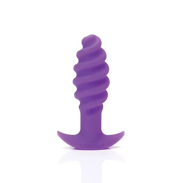 Purple Tantus Twist plug with six raised tiers and wide curved base