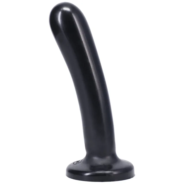 Left angle of black Tantus Silk Large with curved shaft