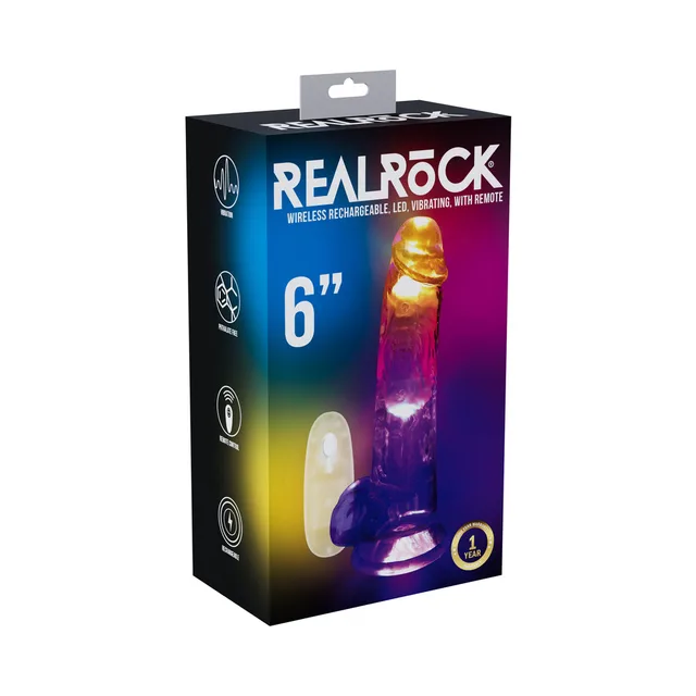 RealRock clear 6-inch LED vibrator with balls retail box