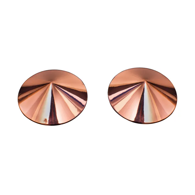 pair of round rose-gold Coquette pasties with pleated sunburst faces