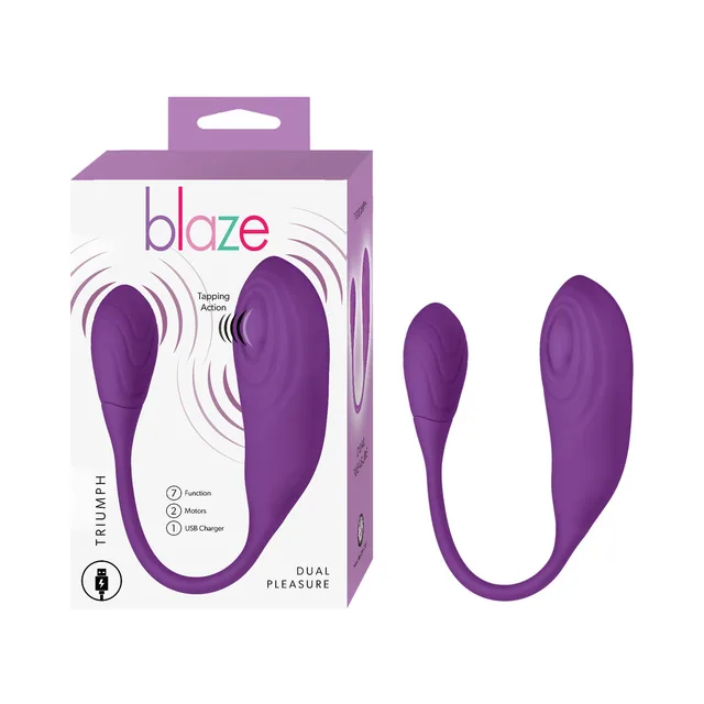 Purple Blaze Triumph dual-ended vibrator and white retail box