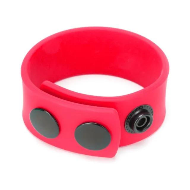 Red Prowler RED silicone strap closed with metal snaps