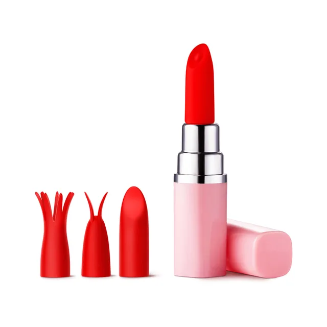 LV57 light pink lipstick body with three red attachment tips
