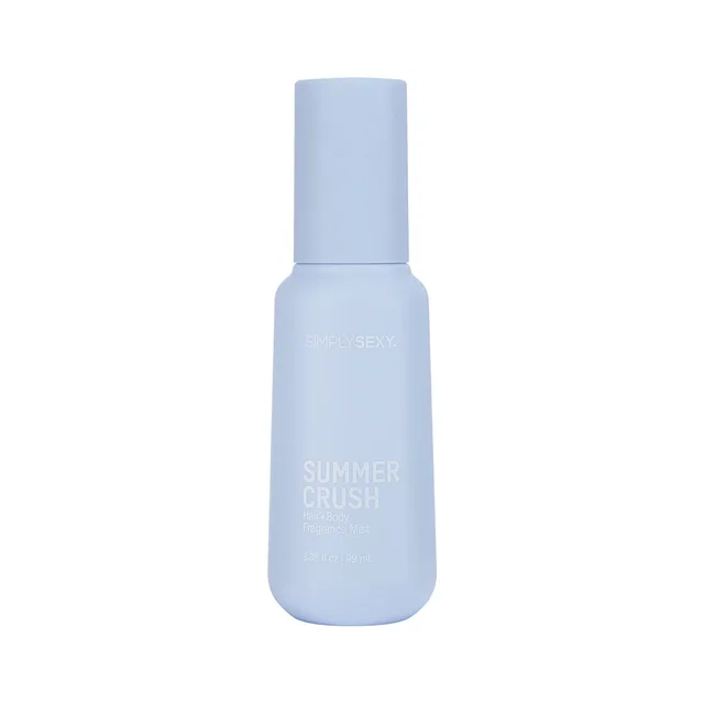 Pale blue Simply Sexy Summer Crush mist bottle with matching cap