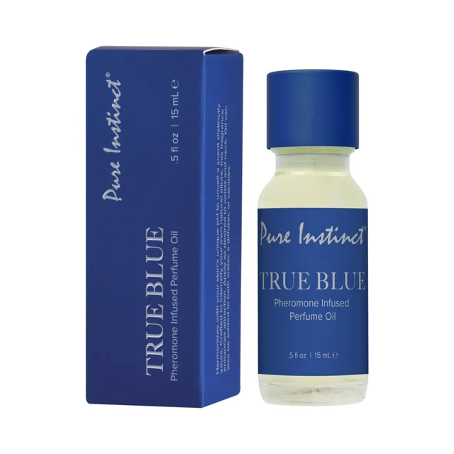 Pure Instinct True Blue 15 ml perfume oil bottle and box