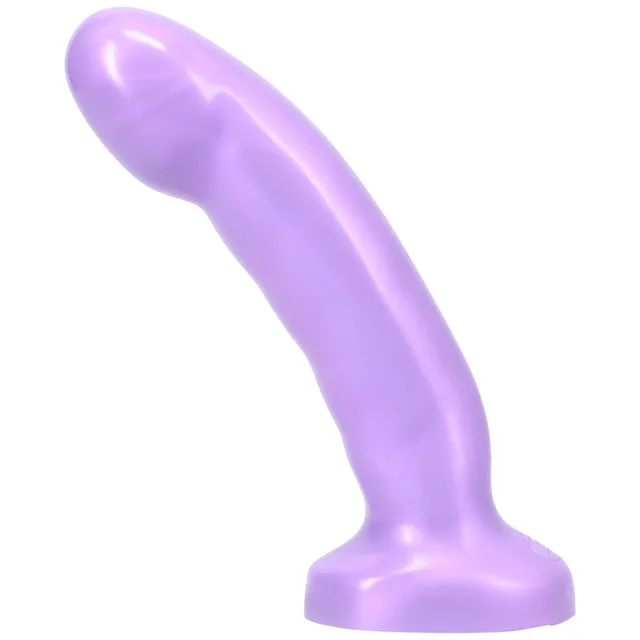 Left angle of lavender Tantus Acute with pronounced upward curve