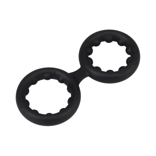 ROCK SOLID black silicone double ring isolated linked-ring view