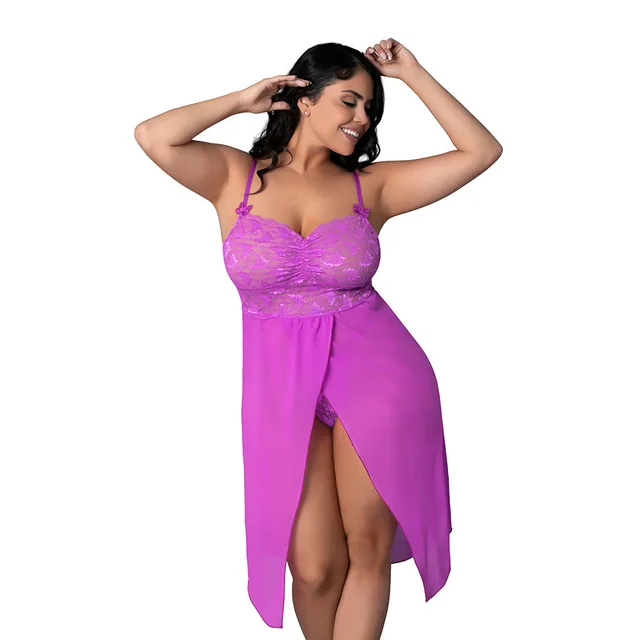 Butterfly Fantasies Queen purple gown front view worn by model