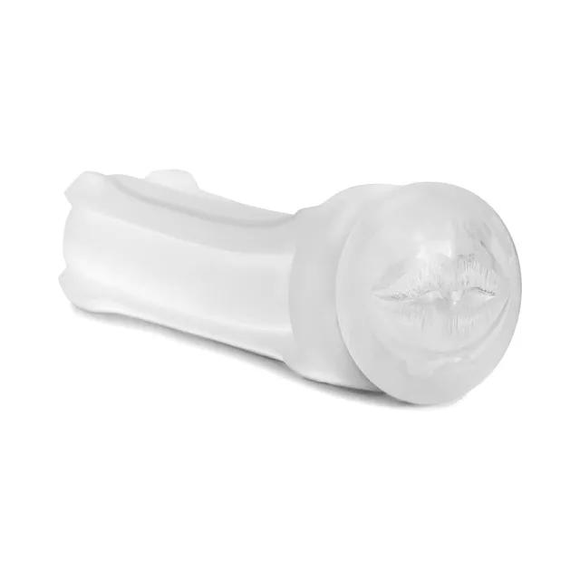 Clear mouth-opening sleeve with molded lip-shaped entry