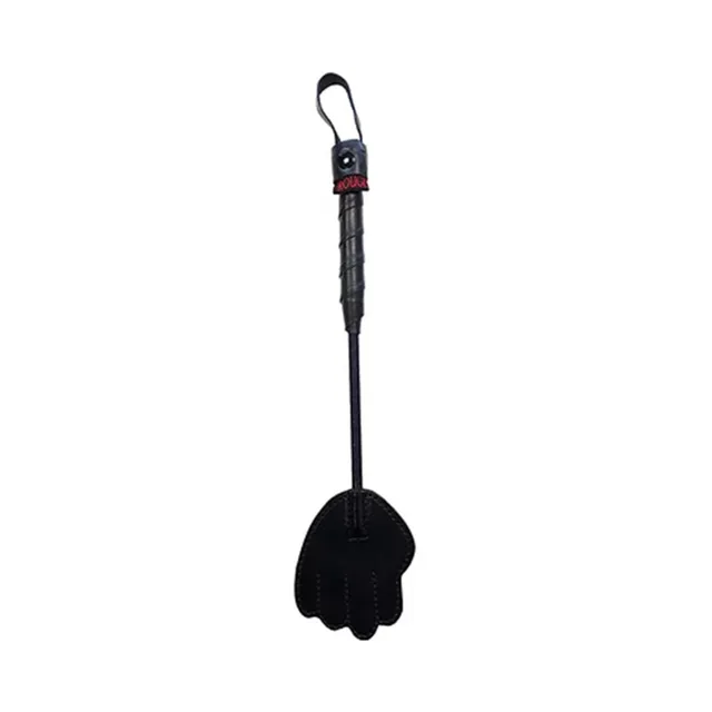 Mini black Rouge leather riding crop with hand-shaped tip