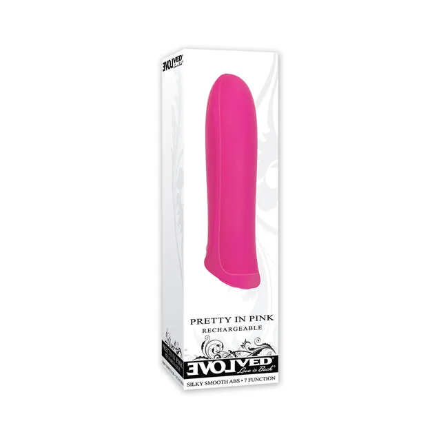 Evolved Pretty in Pink Rechargeable Bullet slim white retail carton with pink product image