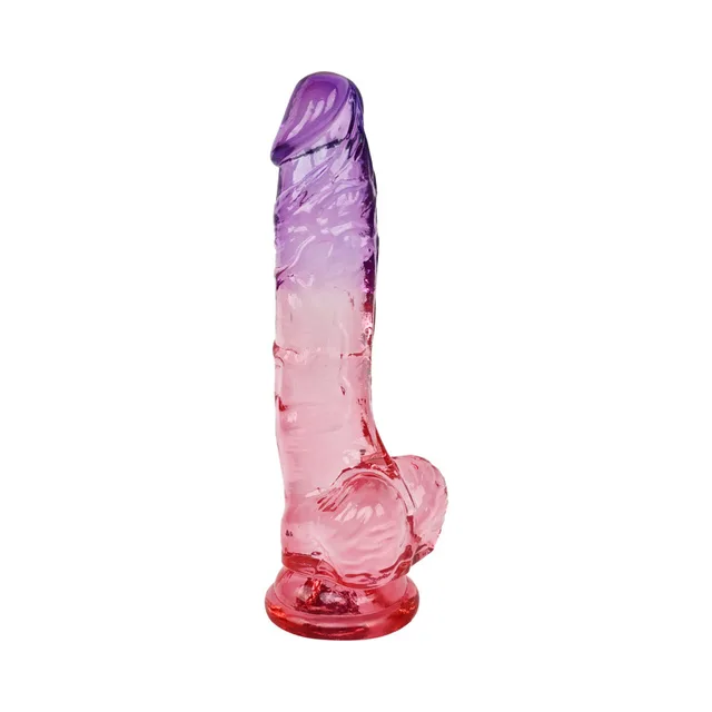Left-side view of purple-pink Sunset Dreams dildo