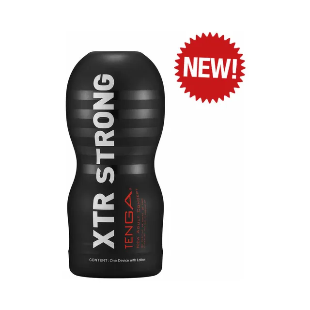Black XTR Strong Tenga cup with new product badge