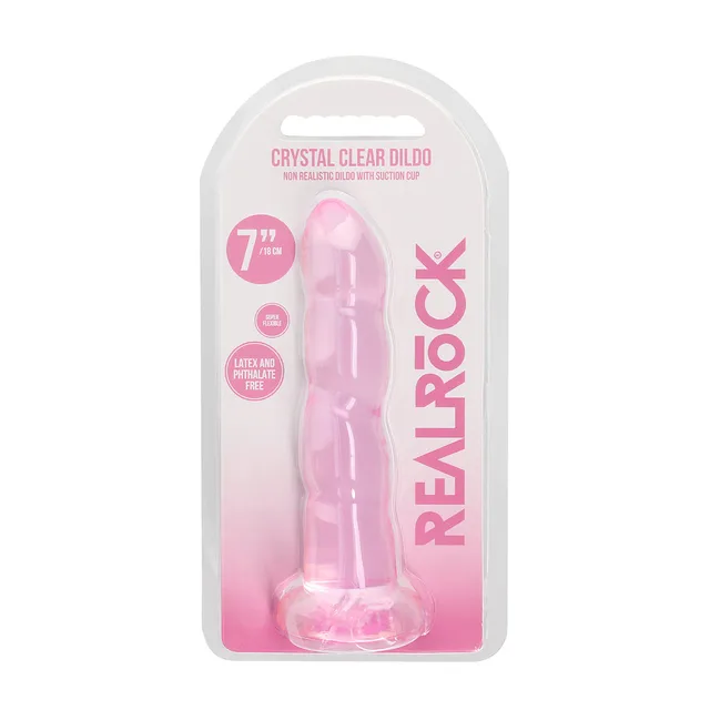 Pink RealRock twisted 7-inch dildo in retail pack