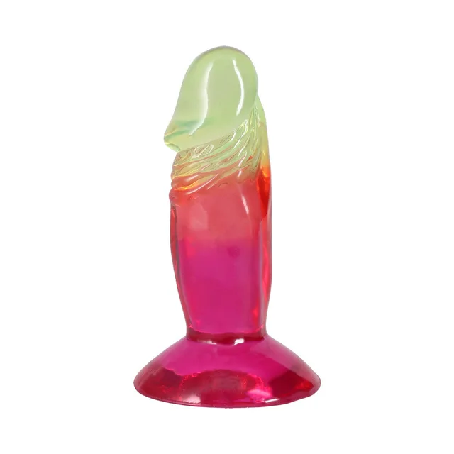 Doc Johnson Crystal Jellies 4.5-inch rainbow dong left three-quarter view