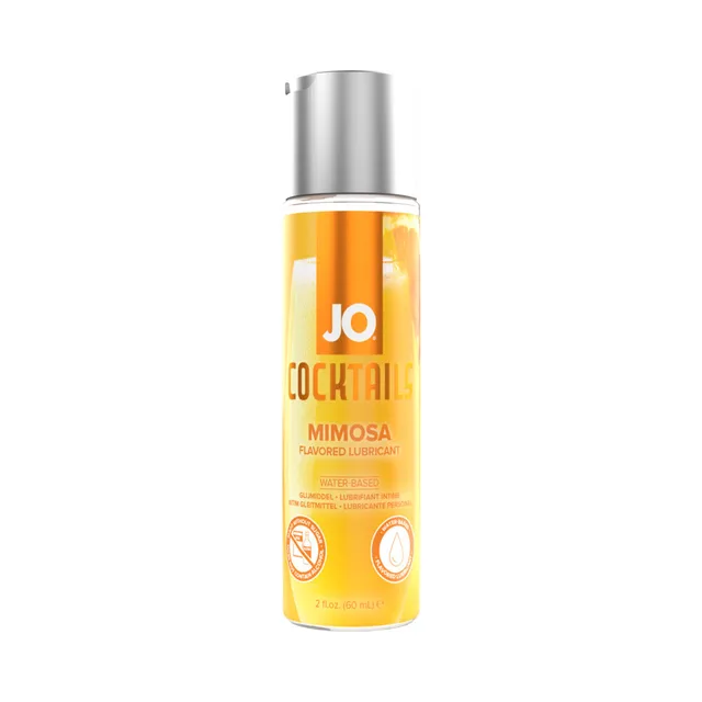 Front view of orange JO Cocktails Mimosa 2 oz bottle