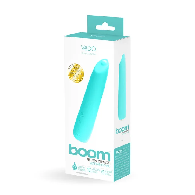 VeDO Boom turquoise warming vibrator retail box