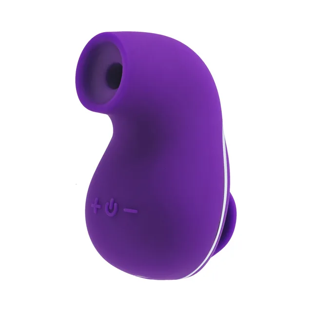 Angled deep purple Suki vibrator with curved open nozzle