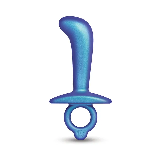Front view of blue Butties Thumb curved plug