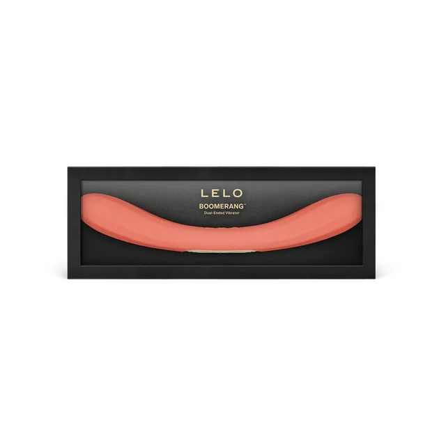 LELO BOOMERANG coral red dual-ended vibrator in black presentation box