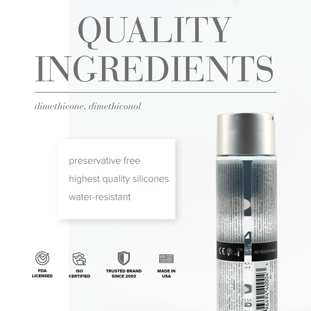 System JO Premium bottle beside dimethicone ingredient graphic