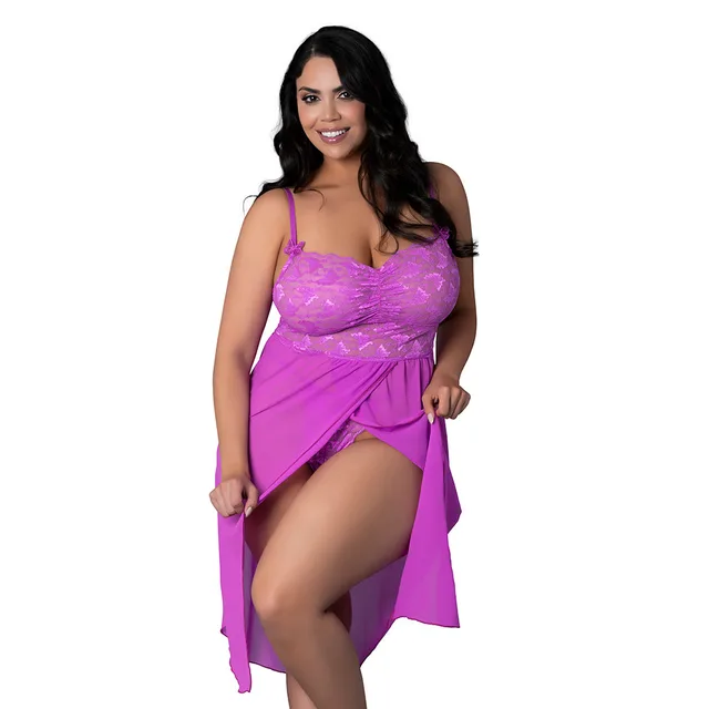 Butterfly Fantasies Queen purple gown three-quarter front view worn by model