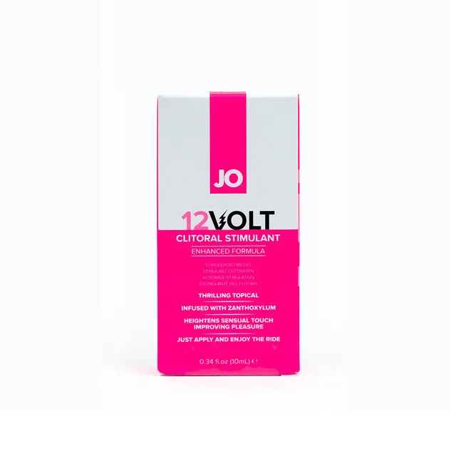 System JO 12 Volt 0.34 oz product front carton view in pink and white