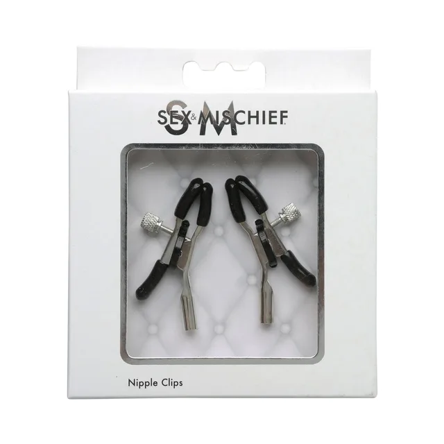 Sportsheets Silver Nipple Clips in white window box