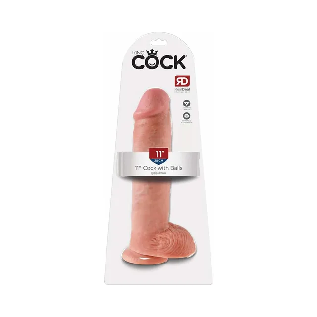 Pipedream King Cock 11-Inch Beige Dildo with Balls retail card front