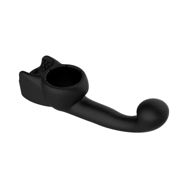 Angled view of Domi P-Spot attachment with collar sleeve and curved bulb