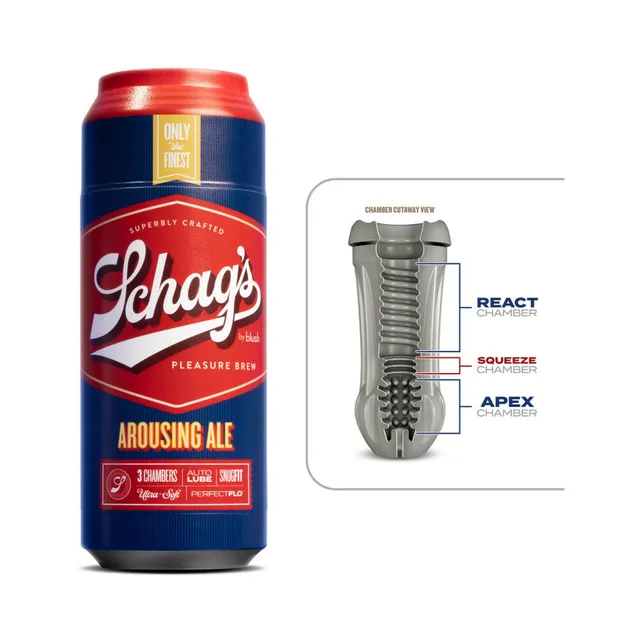 Arousing Ale stroker beside its beer-can style container